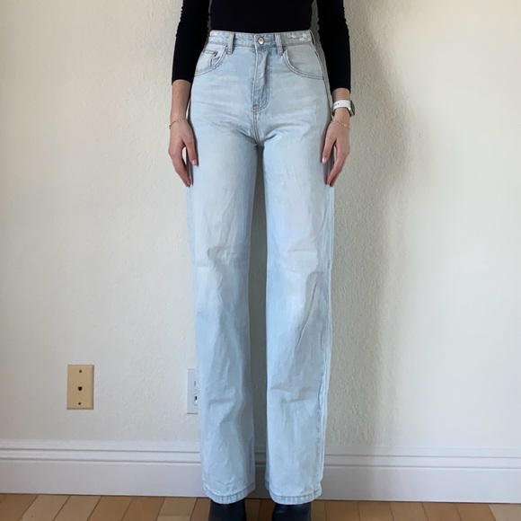 Grey Lab Light Wash High Rise Wide Leg Jeans 27 - Picture 3 of 7